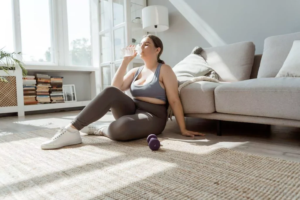 A woman resting after exercise, representing lifestyle changes alongside oral semaglutide treatment for weight management