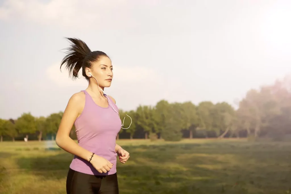 A person running while listening to music 