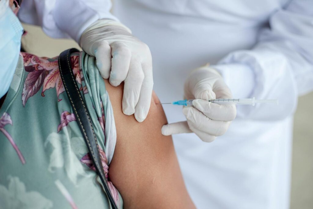 A person getting injected