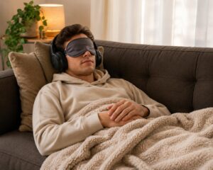 A person getting ketamine therapy from home