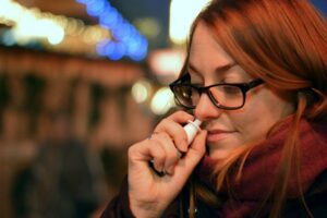 Nasal spray absorbs through the nasal lining, skipping the digestive process entirely.