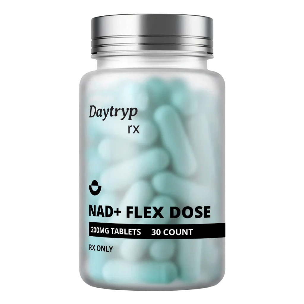 Daytryp RX NAD+ Flex Dose 200mg tablets bottle, 30 count