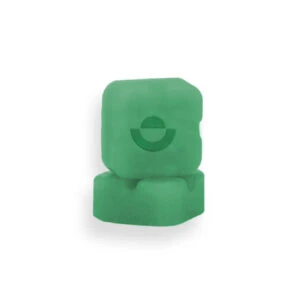 Two stacked turquoise lozenges with a circular logo, representing wellness supplements or edibles.