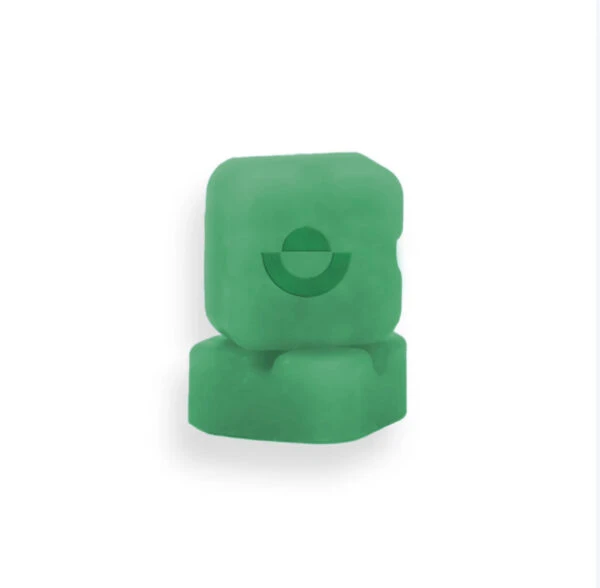 Two stacked turquoise lozenges with a circular logo, representing wellness supplements or edibles.
