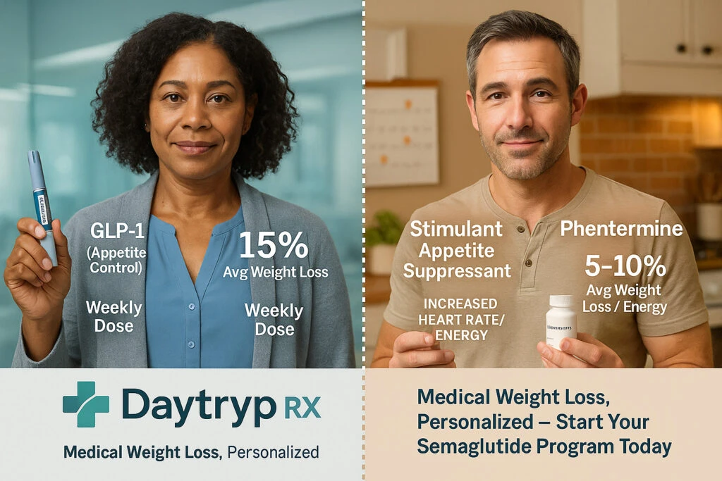 Semaglutide vs. Phentermine: Which Weight Loss Medication Suits You - Daytryp RX Semaglutide vs. Phentermine: Which Weight Loss Medication Suits You